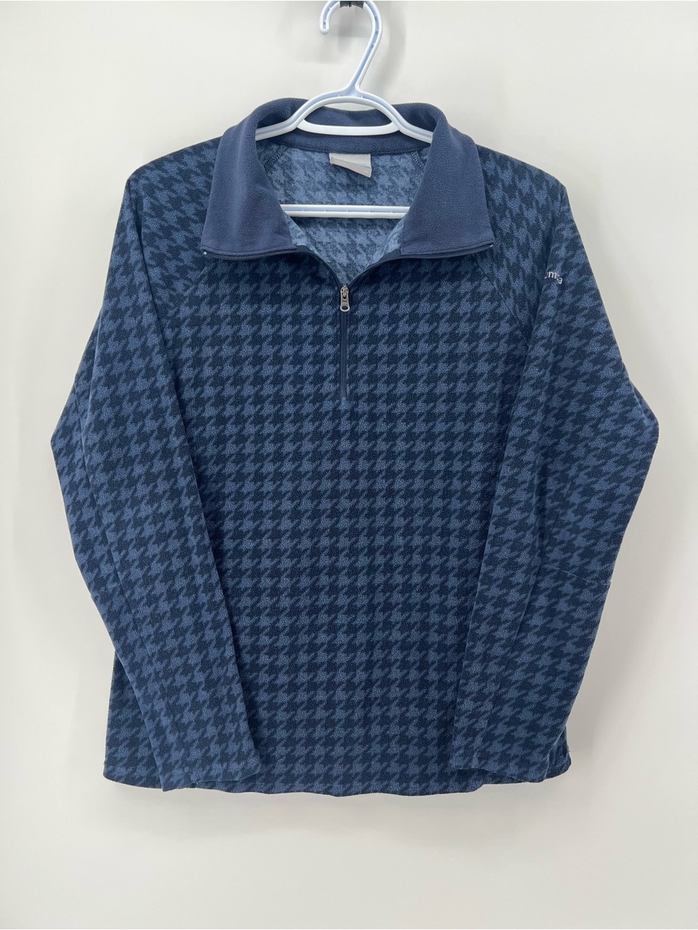 Columbia Women’s Medium Navy Blue Quarter-Zip Houndstooth Pullover Sweater